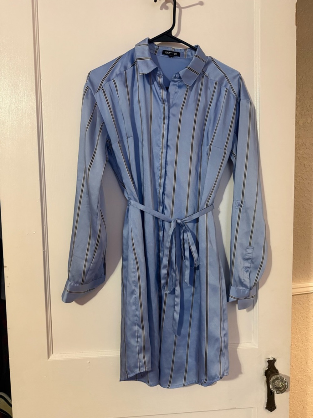 Express Light Blue Striped Collar Shirt